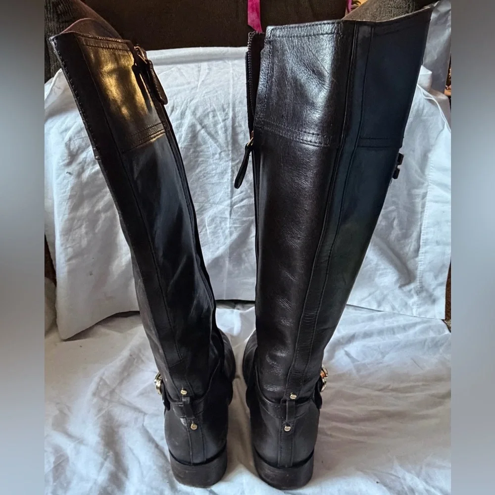 Women's Tory Burch Eloise Brown Leather Riding Tall Boots Size 9M